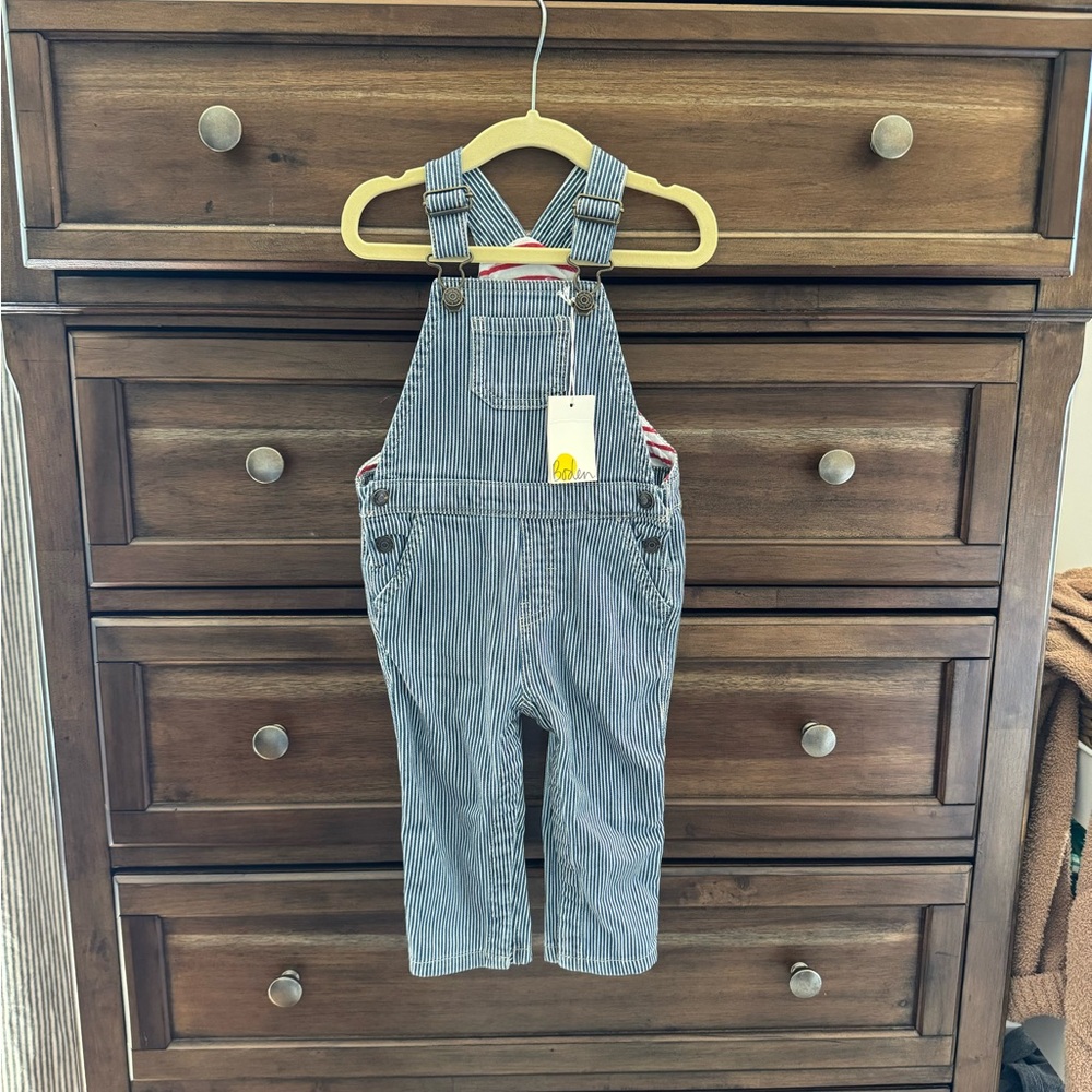 Striped Gray Kids Overalls